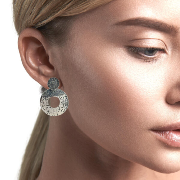 Stylish Textured Silver Earrings