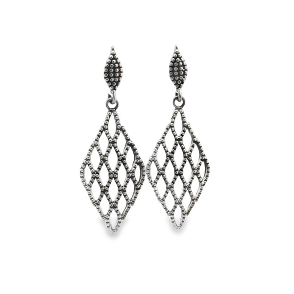 Elegant Silver Diamond-Shaped Earrings