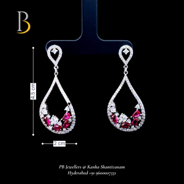Elegant Ruby and Diamond Sterling Silve Earrings