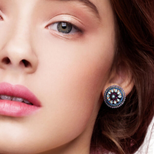 Elegant Floral Ruby Earrings