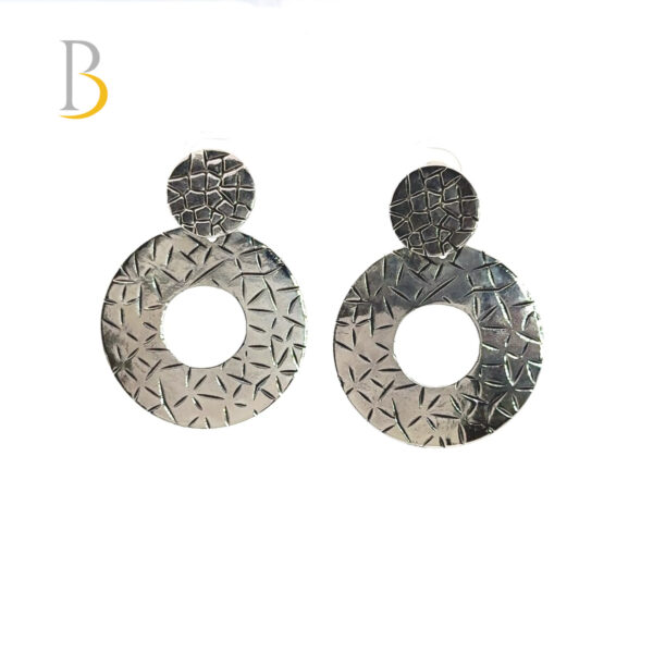 Stylish Textured Silver Earrings