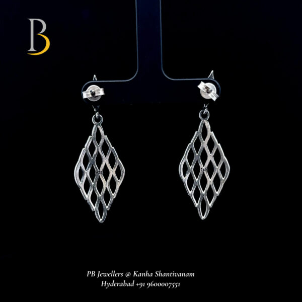 Elegant Silver Diamond-Shaped Earrings