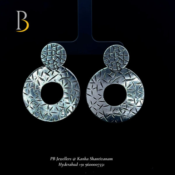 Stylish Textured Silver Earrings