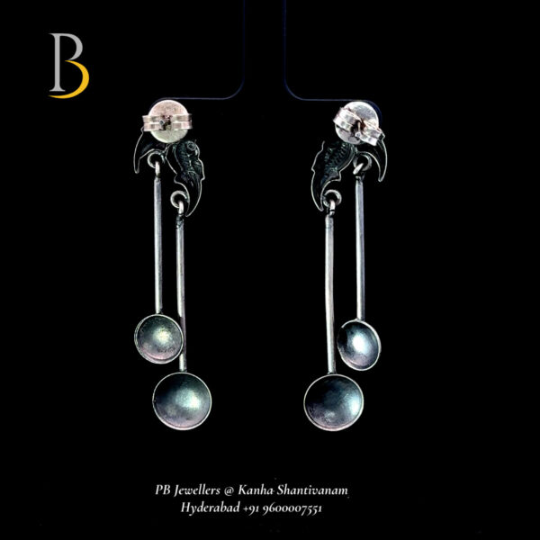 Elegant Silver Oxidized Parrot Earrings