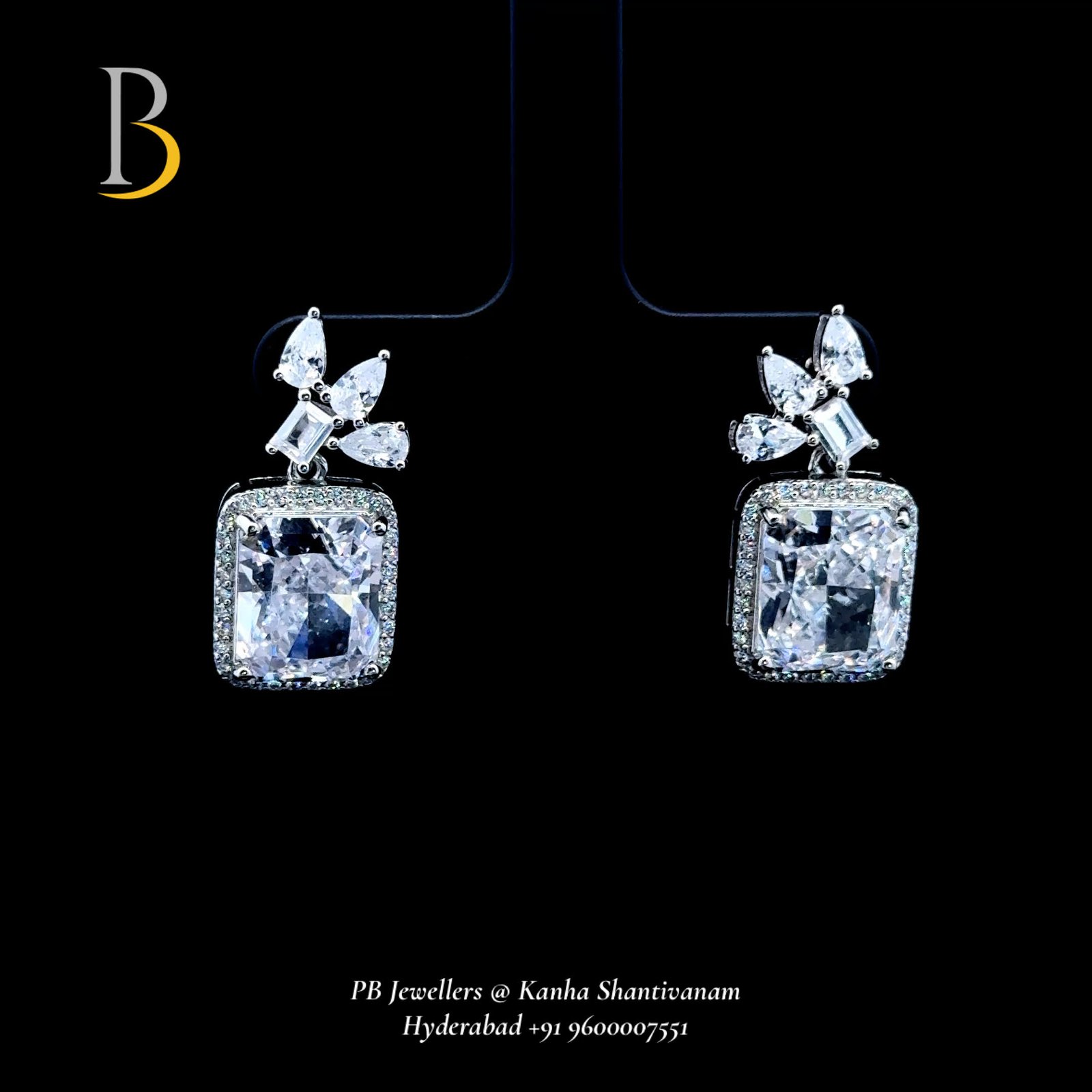 92.5 Sterling Silver Cubic Zirconia Drop Earrings ✨