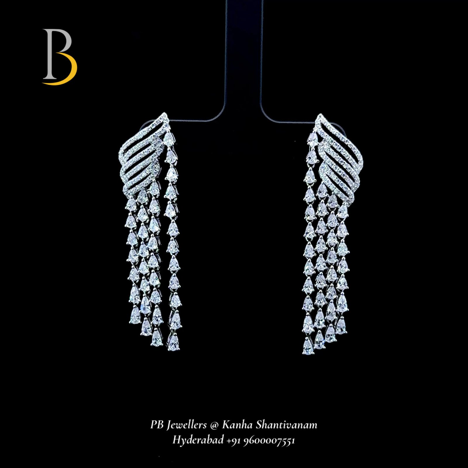 92.5 Sterling Silver CZ Tassel Drop Earrings ✨