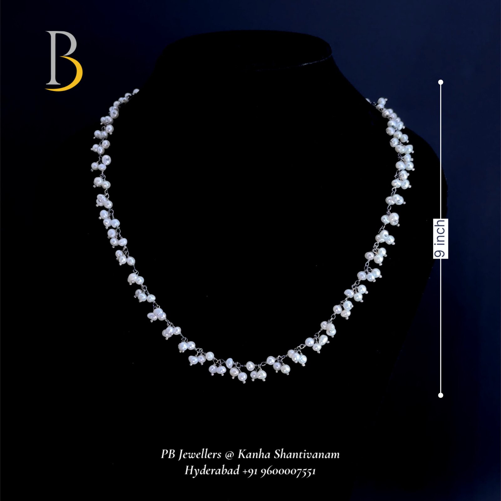 92.5 Sterling Silver Pearl Cluster Grace Necklace ✨