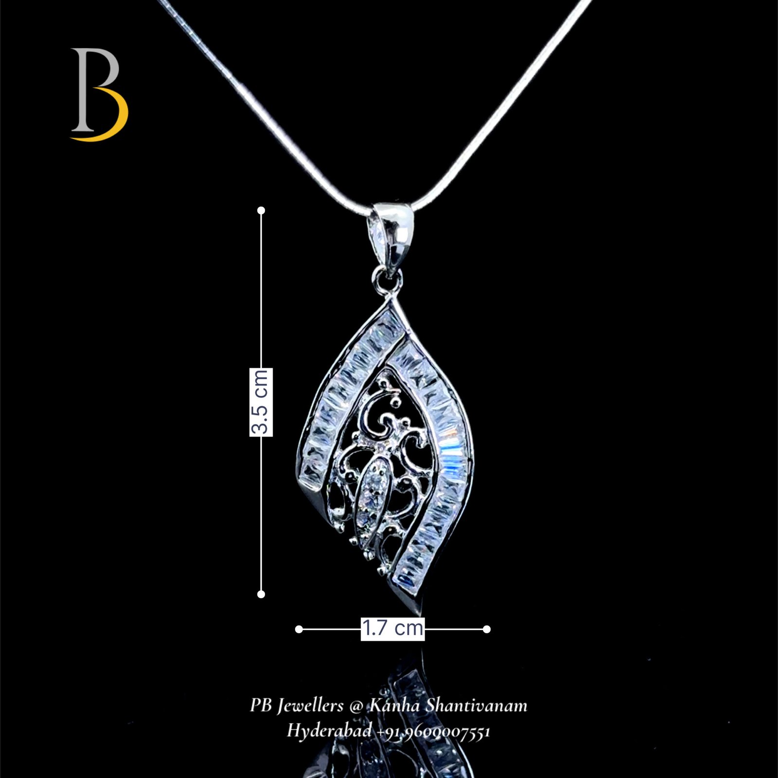 92.5 Sterling Silver Cubic Zirconia Leaf Pendant β¨