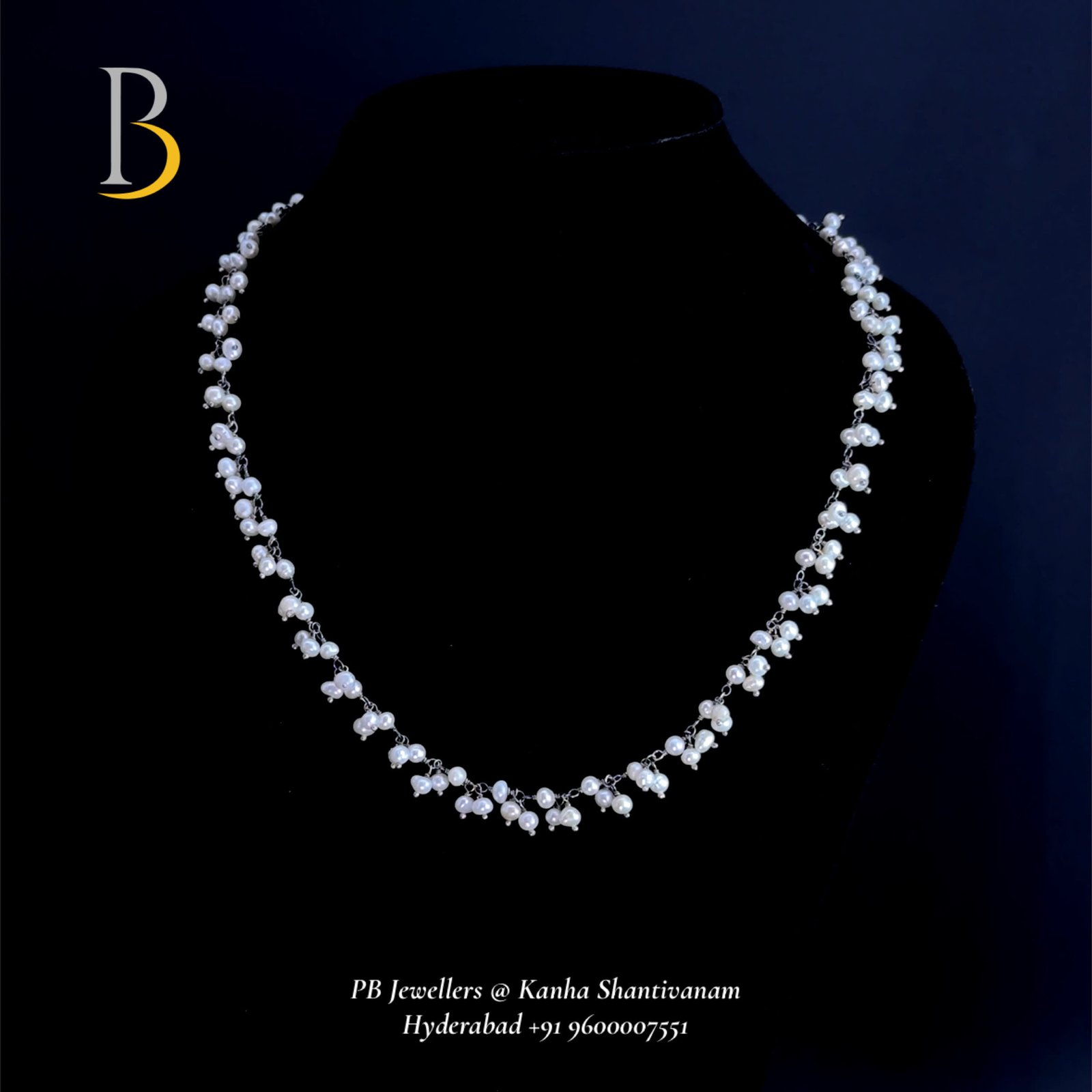 92.5 Sterling Silver Pearl Cluster Grace Necklace ✨