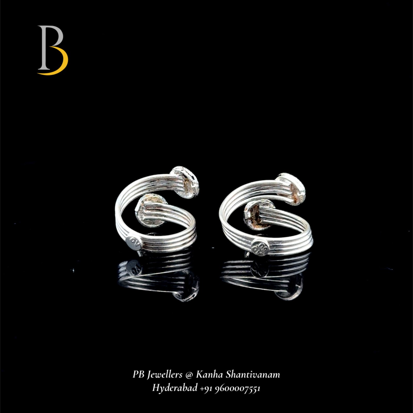 92.5 Silver Adjustable Toe Ring with Green Enamel and Tribal Detailing