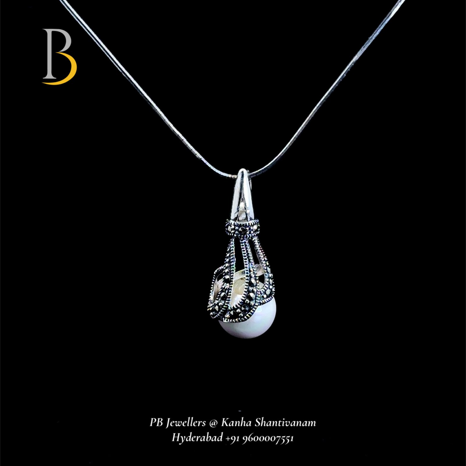 92.5 Sterling Silver Freshwater Pearl Drop Pendant β¨