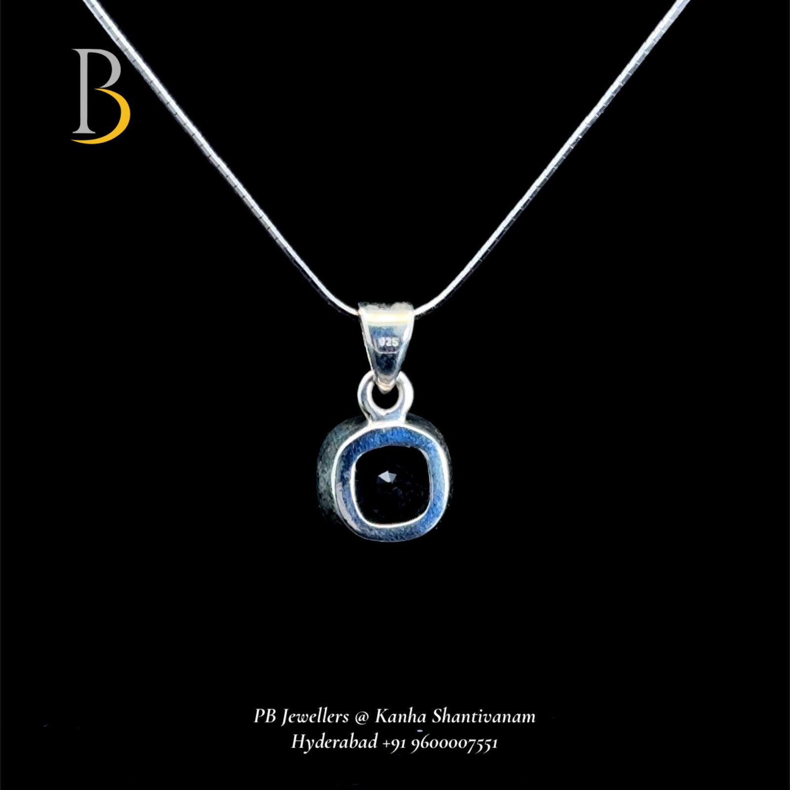 92.5 Sterling Silver Blue Topaz Solitaire Pendant ✨