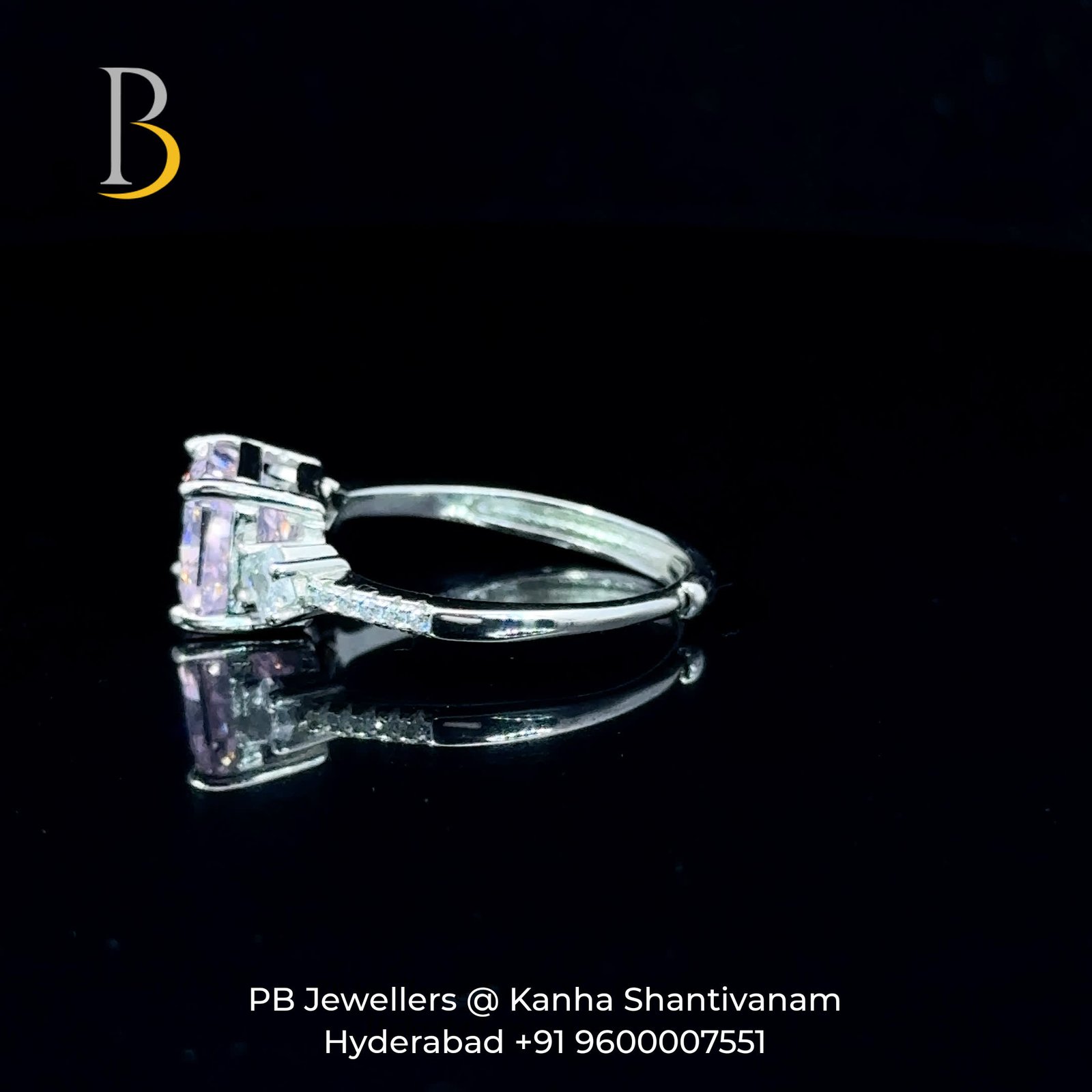 92.5 Silver Lavender CZ Elegance Ring ✨