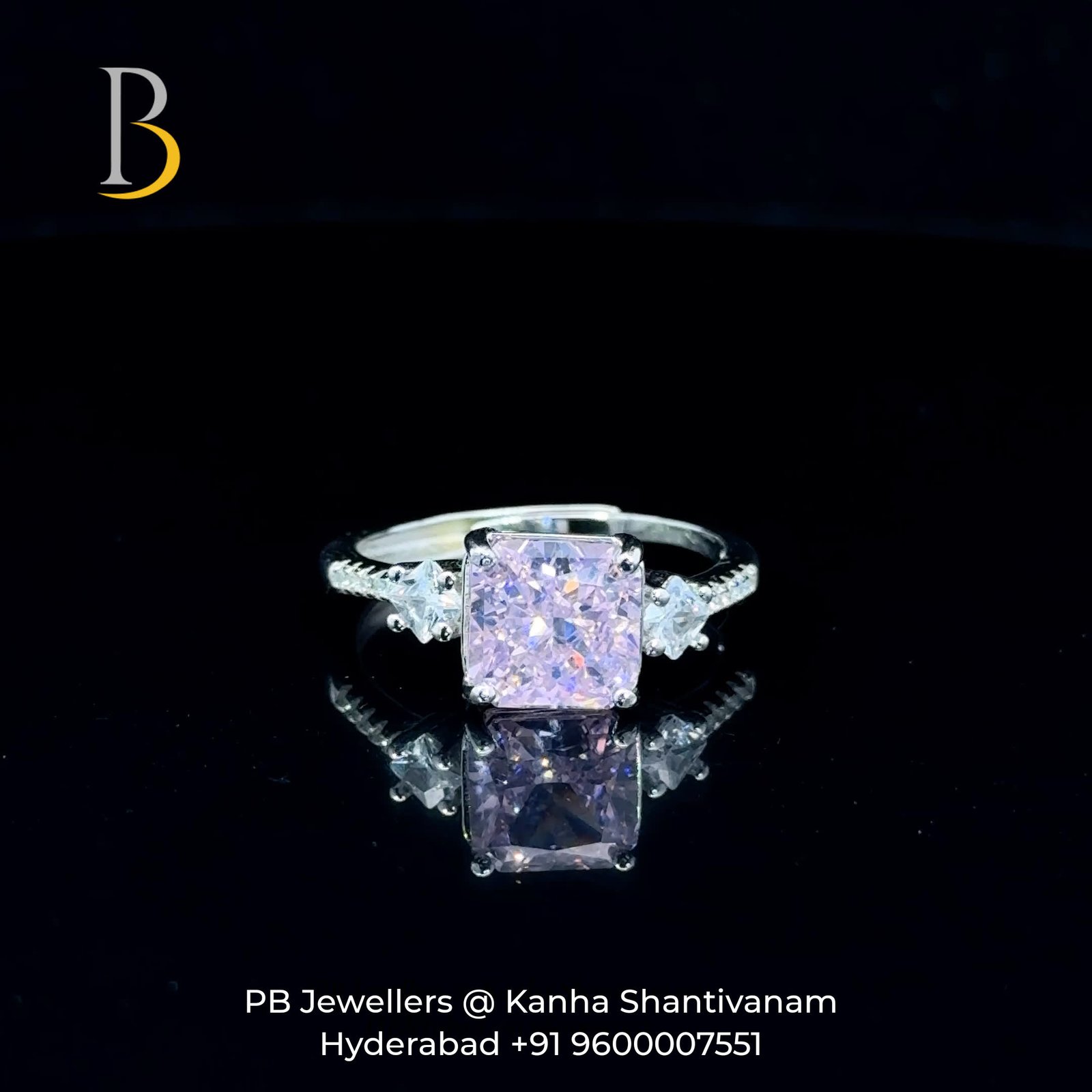 92.5 Silver Lavender CZ Elegance Ring ✨