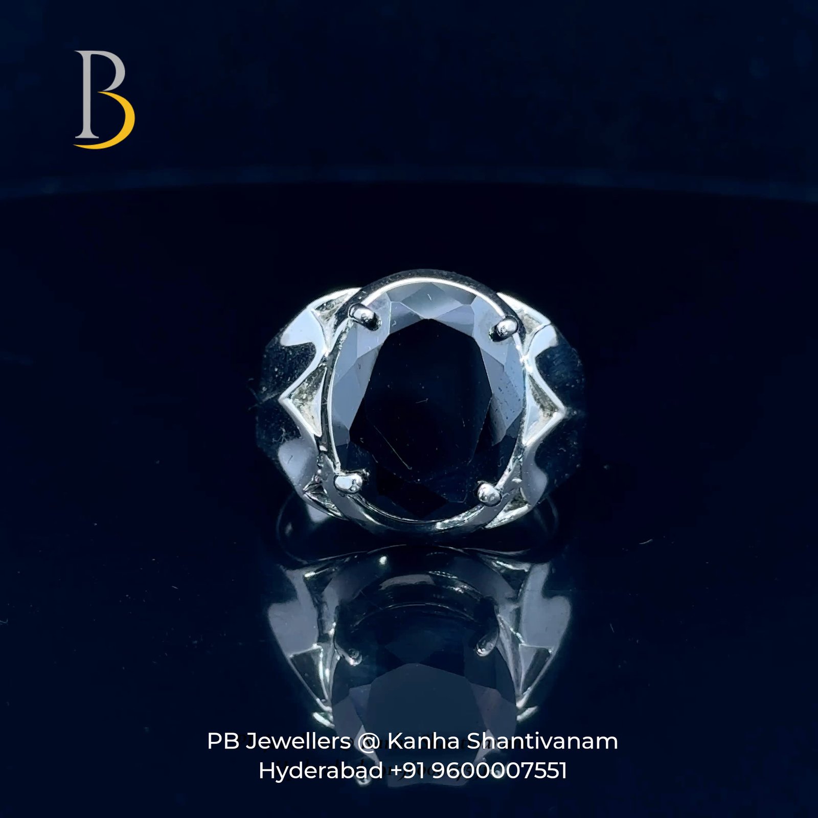 92.5 Silver Black Onyx Statement Ring ✨