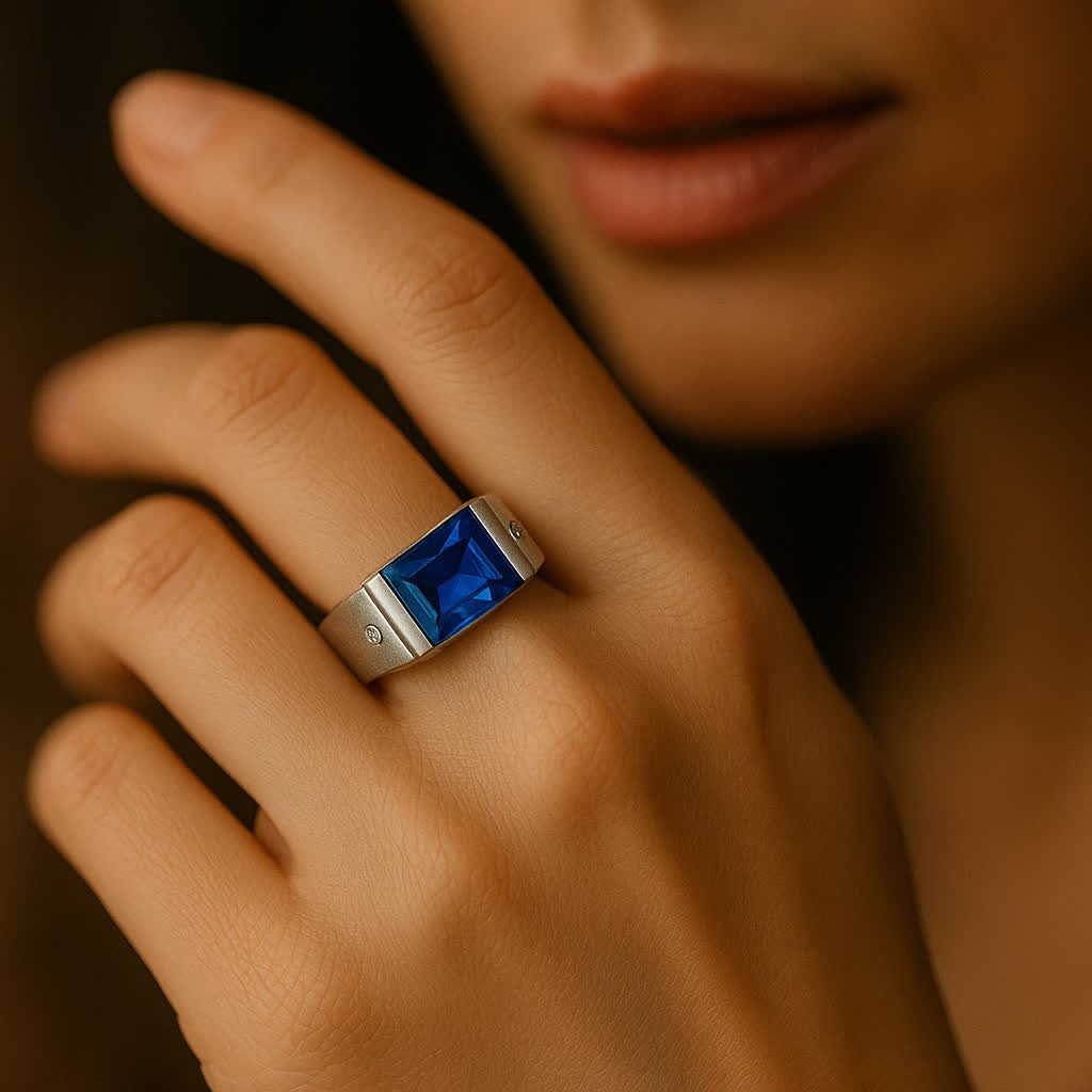 92.5 Silver Blue Sapphire Ring ✨
