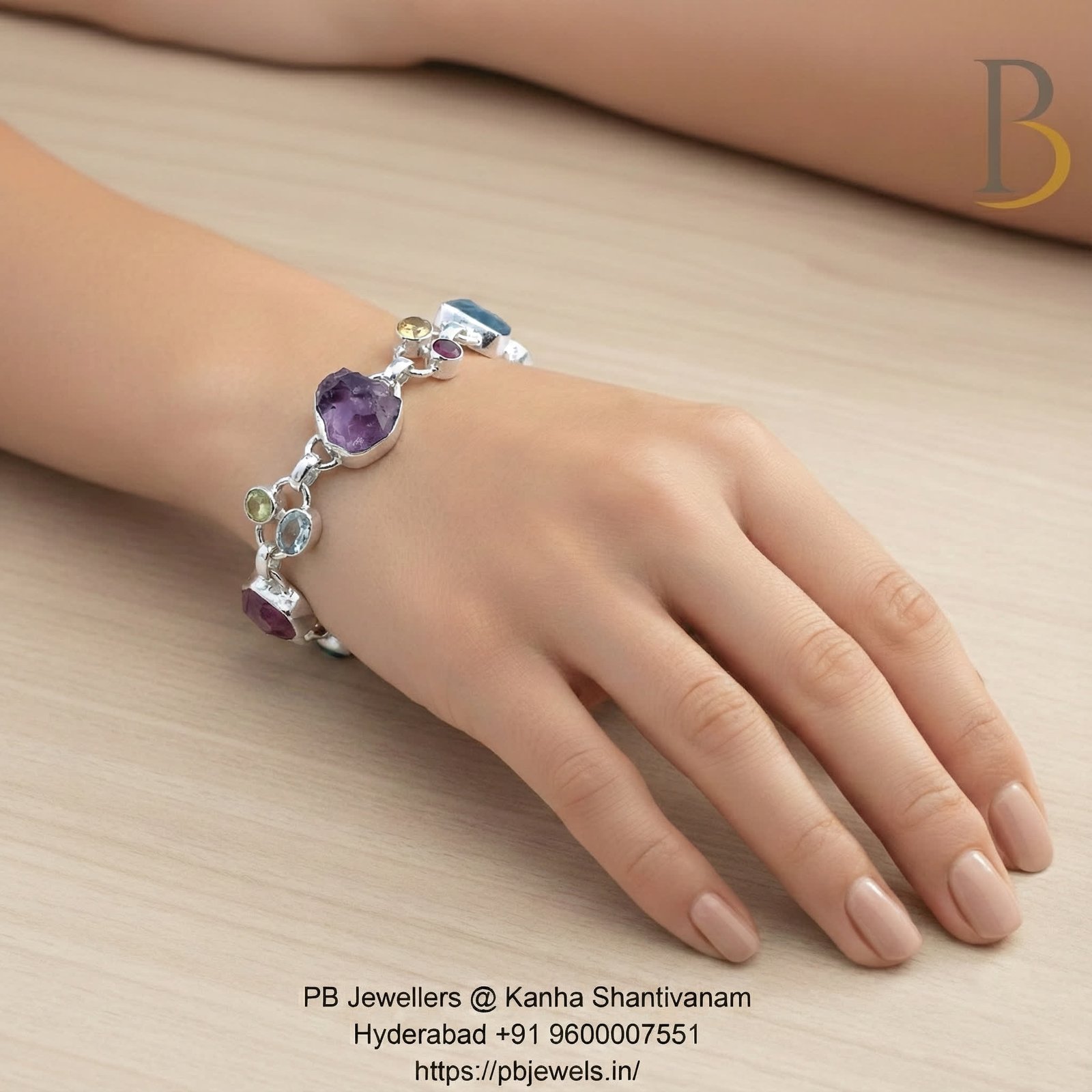 92.5 Silver Multi-Gemstone Bracelet ✨