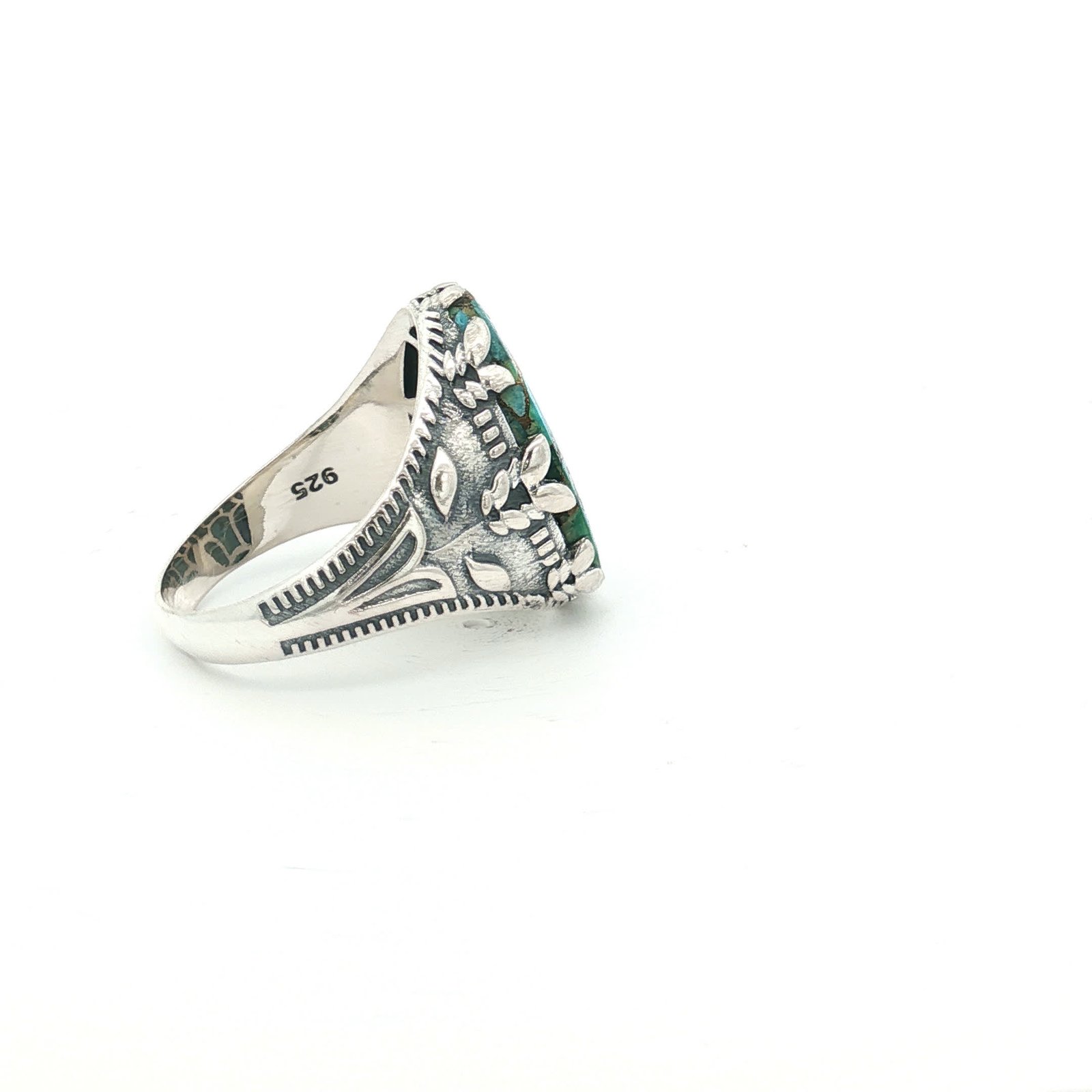 92.5 Silver Turquoise Matrix Oval Ring ✨