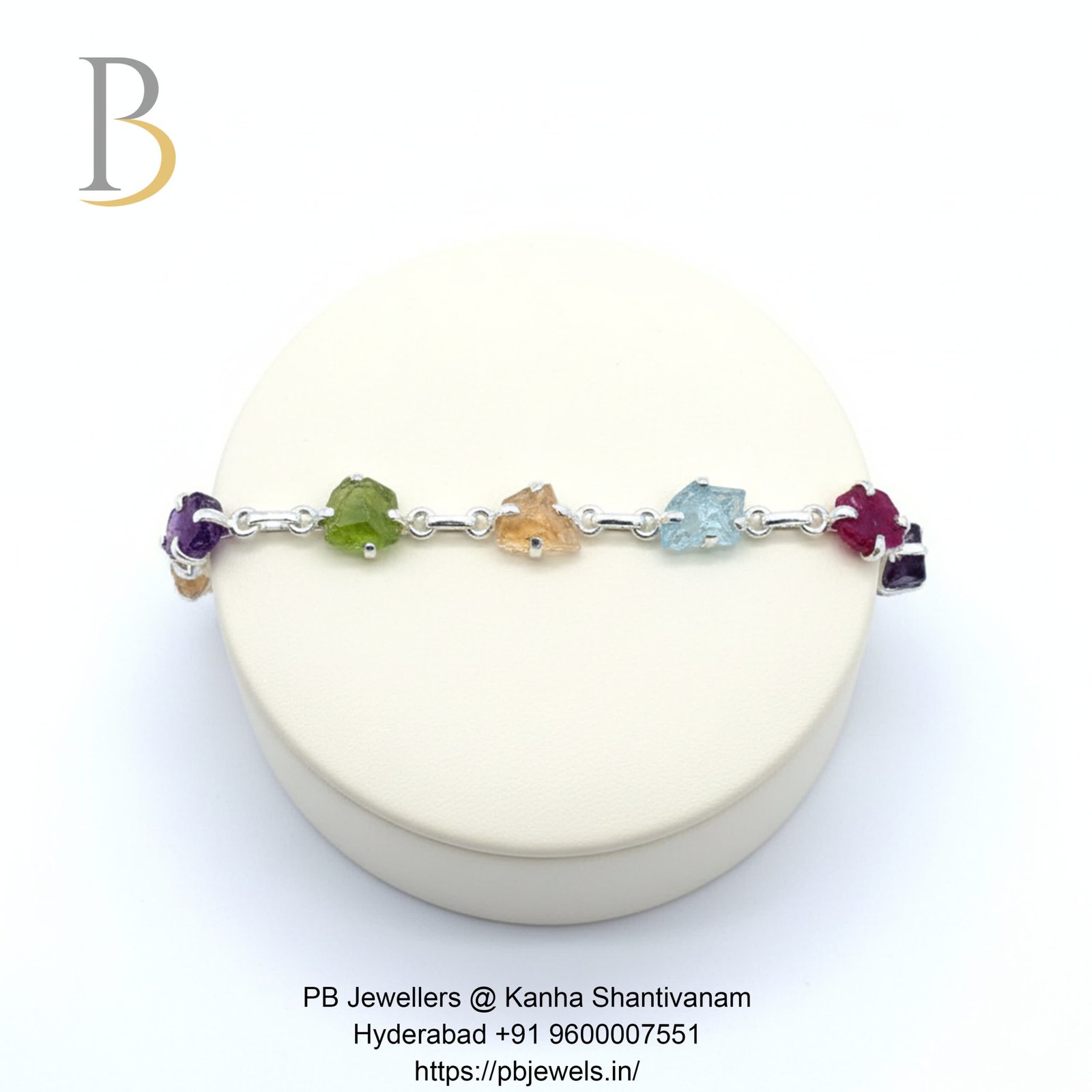 92.5 Silver Multi-Gemstone Raw Bracelet ✨