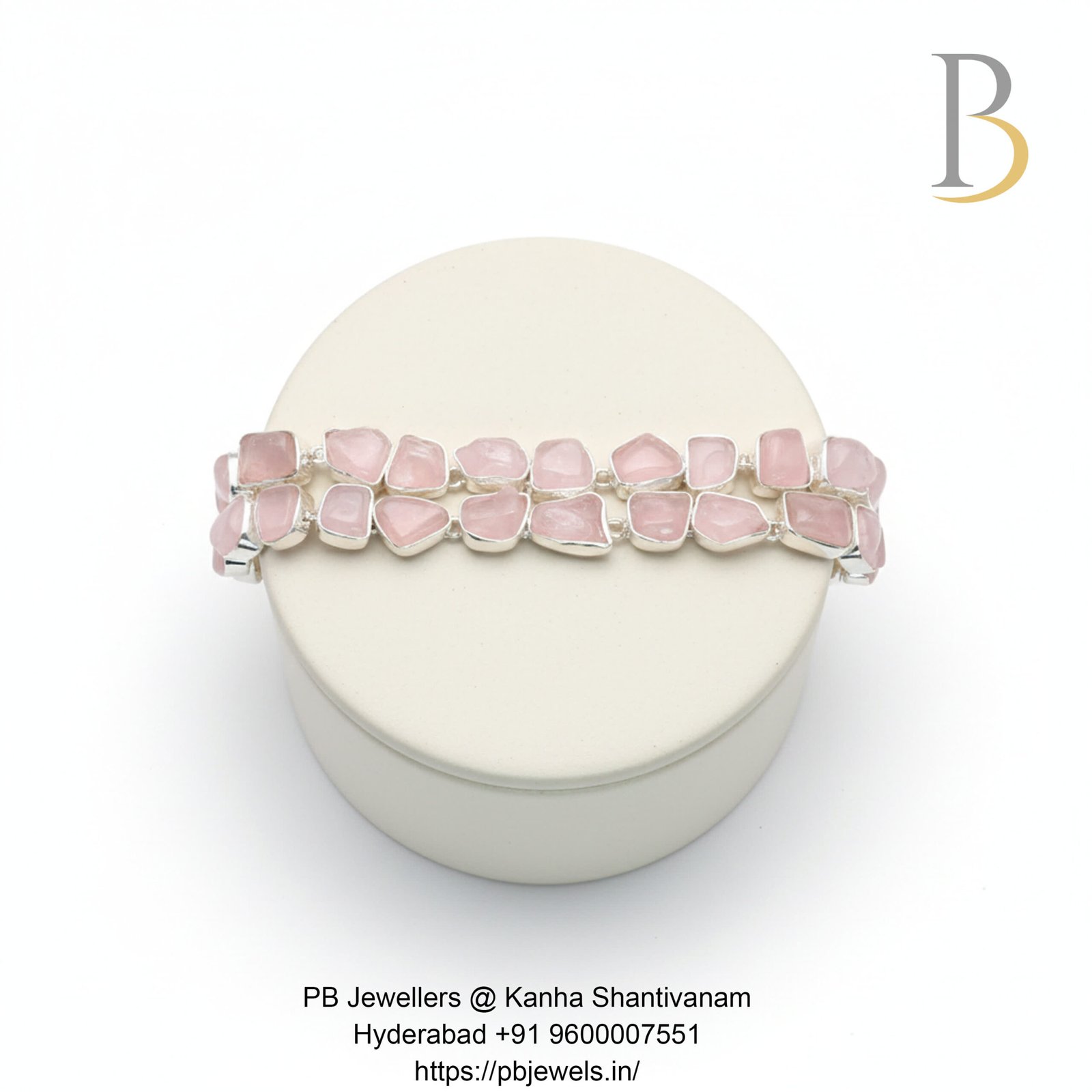 92.5 Silver Rose Quartz Bracelet 🌸