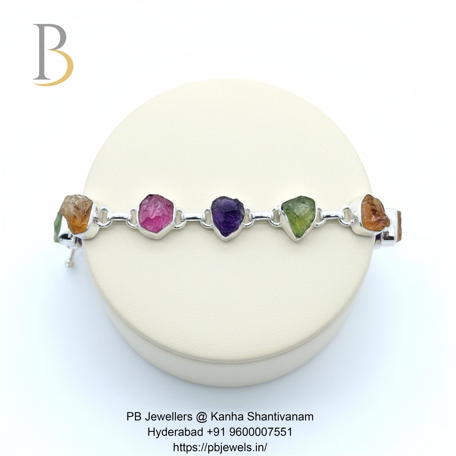 92.5 Silver Raw Ruby & Multi Stone Bracelet ✨