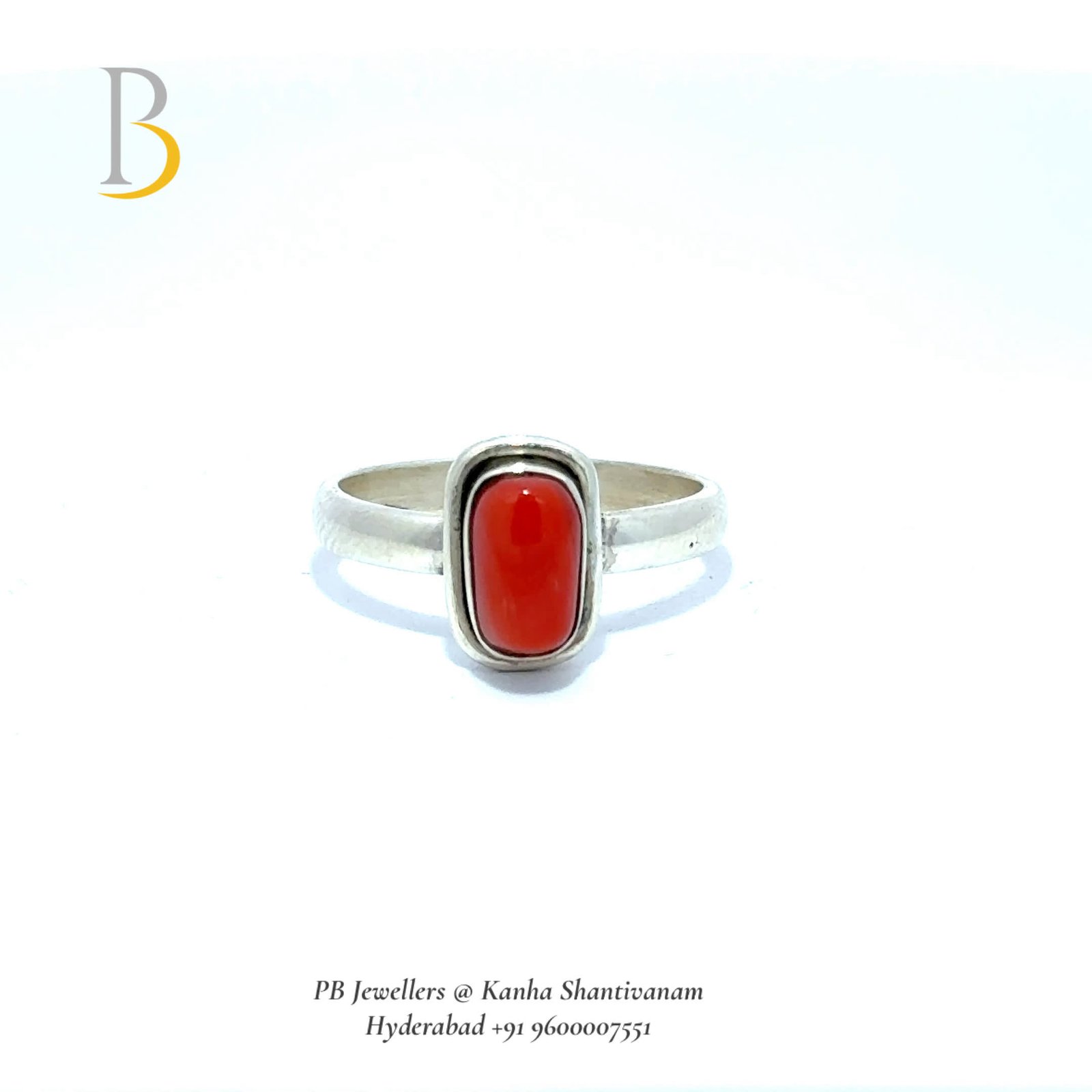 92.5 Silver Red Coral Ring ✨