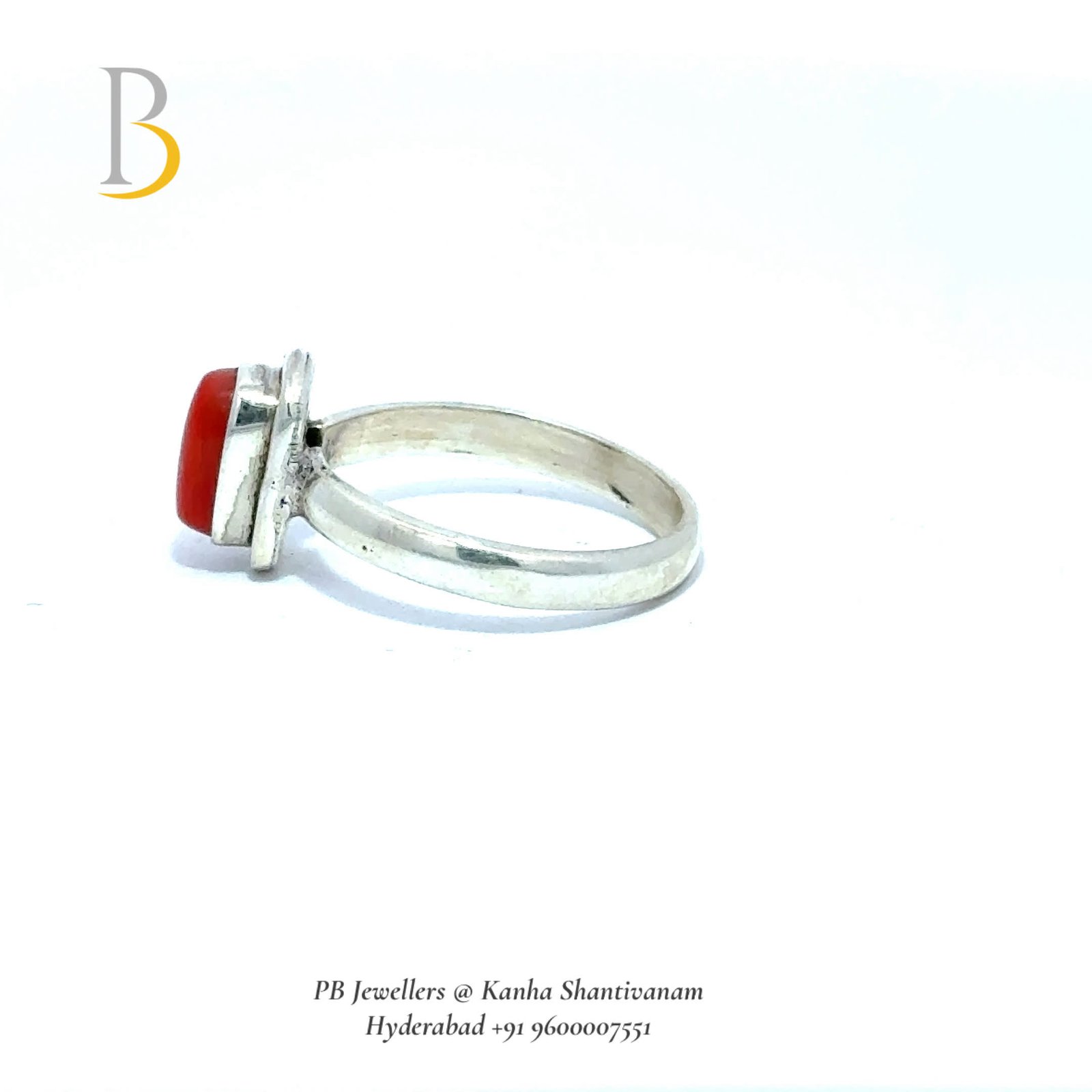 92.5 Silver Red Coral Ring ✨