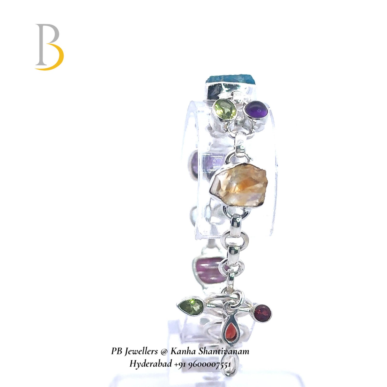 92.5 Silver Multi-Gemstone Bracelet ✨