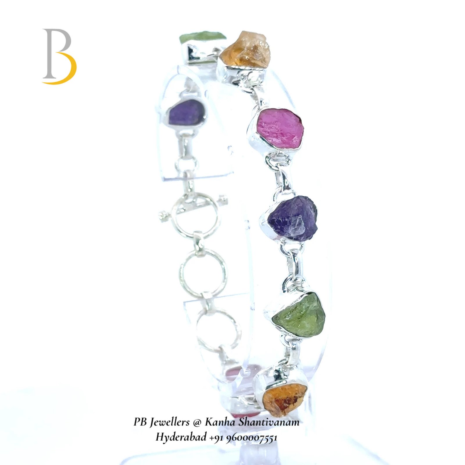 92.5 Silver Raw Ruby & Multi Stone Bracelet ✨