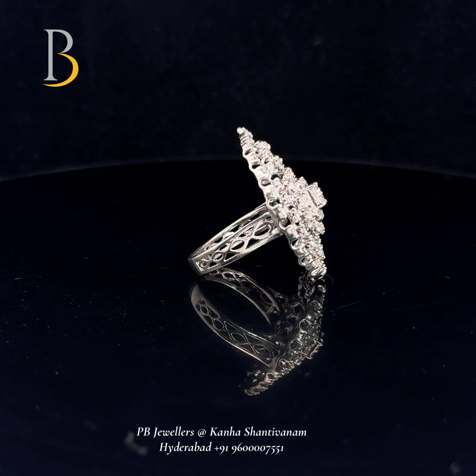 92.5 Silver White CZ Statement Ring ✨