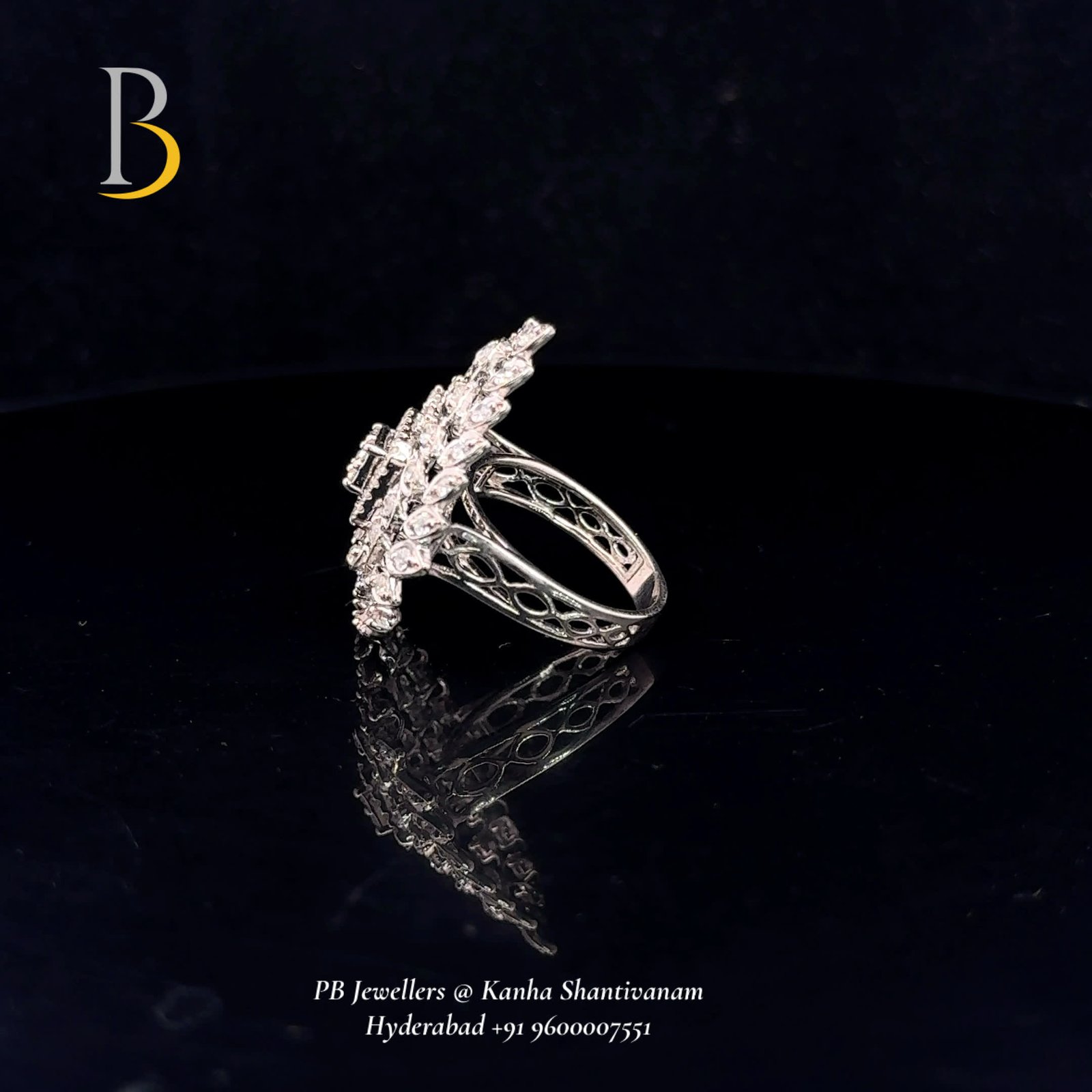 92.5 Silver White CZ Statement Ring ✨