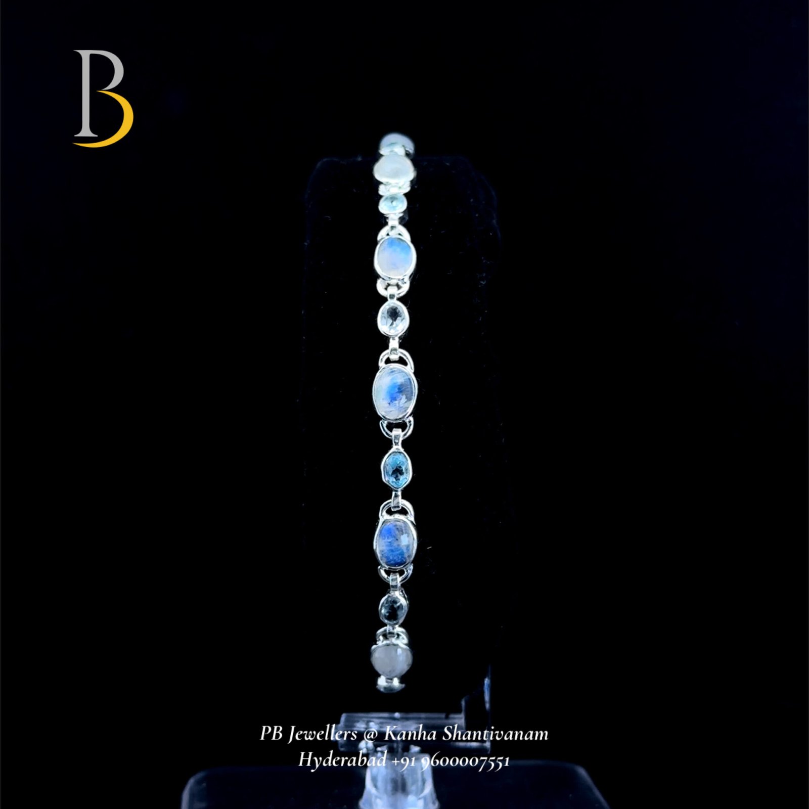92.5 Silver Moonstone & Blue Topaz Bracelet β¨