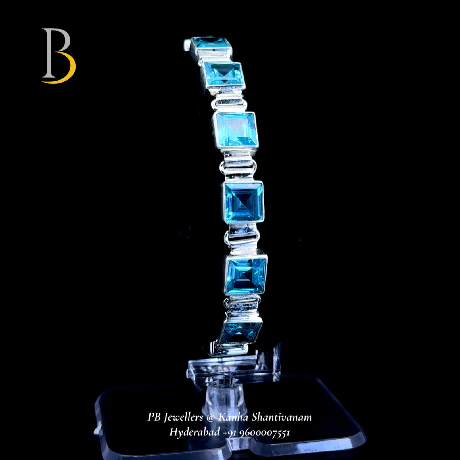 92.5 Silver Blue Topaz Bracelet ✨