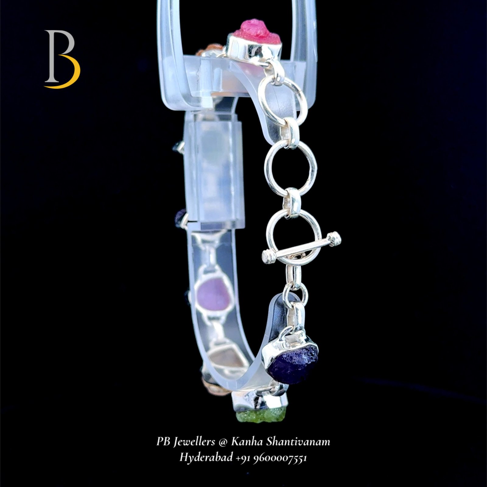 92.5 Silver Raw Multistone Bracelet ✨