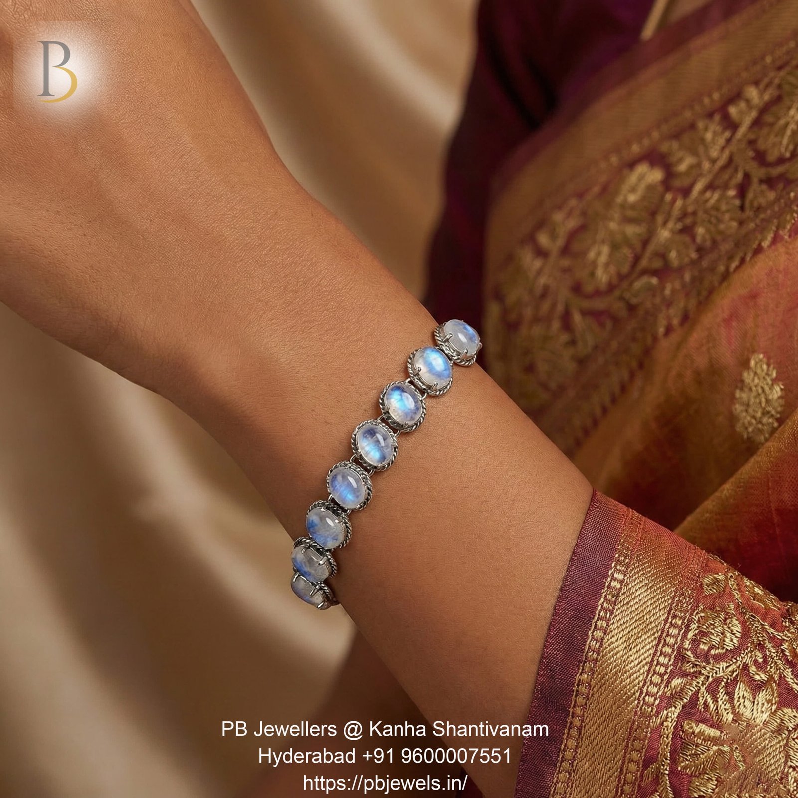 92.5 Silver Rainbow Moonstone Bracelet ✨