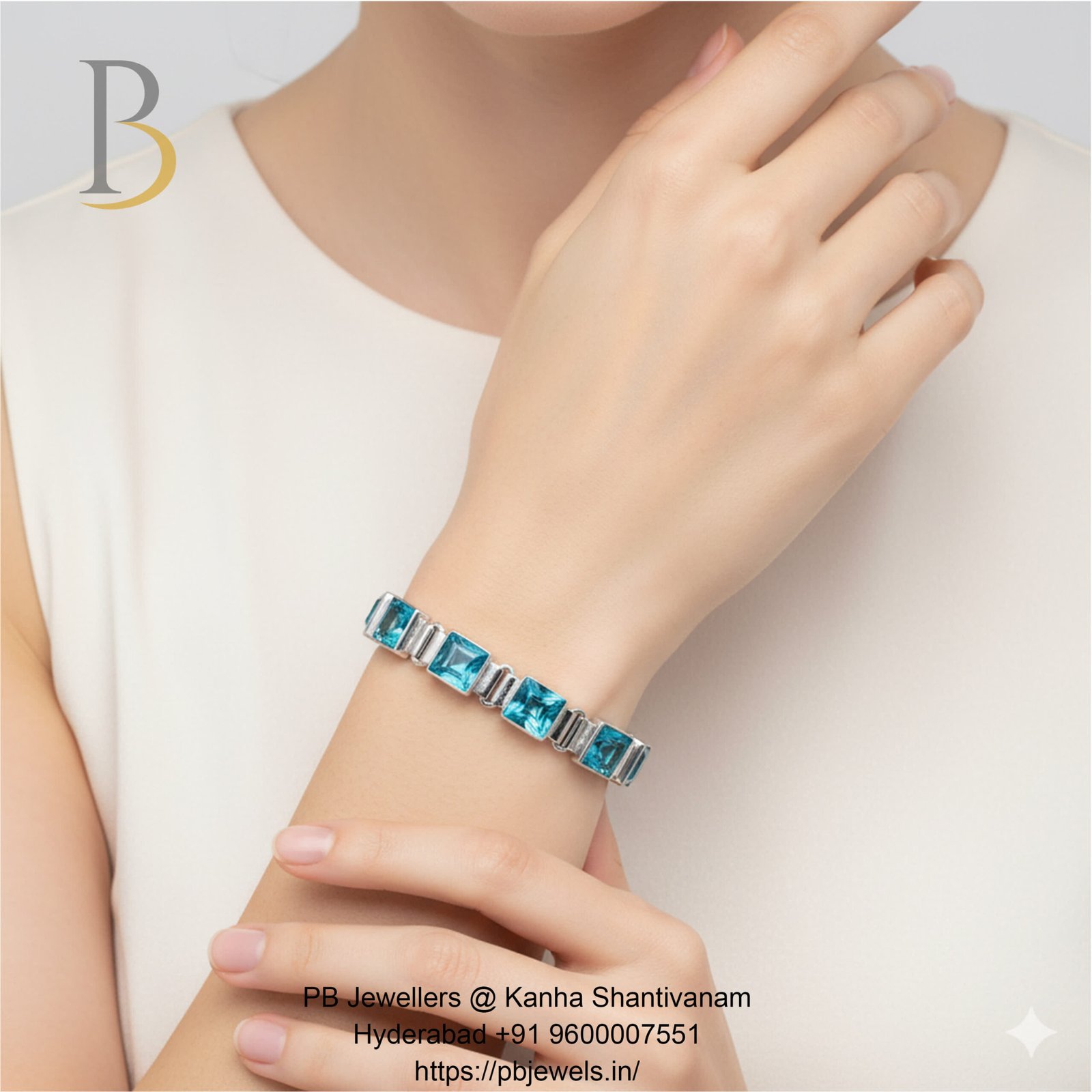 92.5 Silver Blue Topaz Bracelet ✨