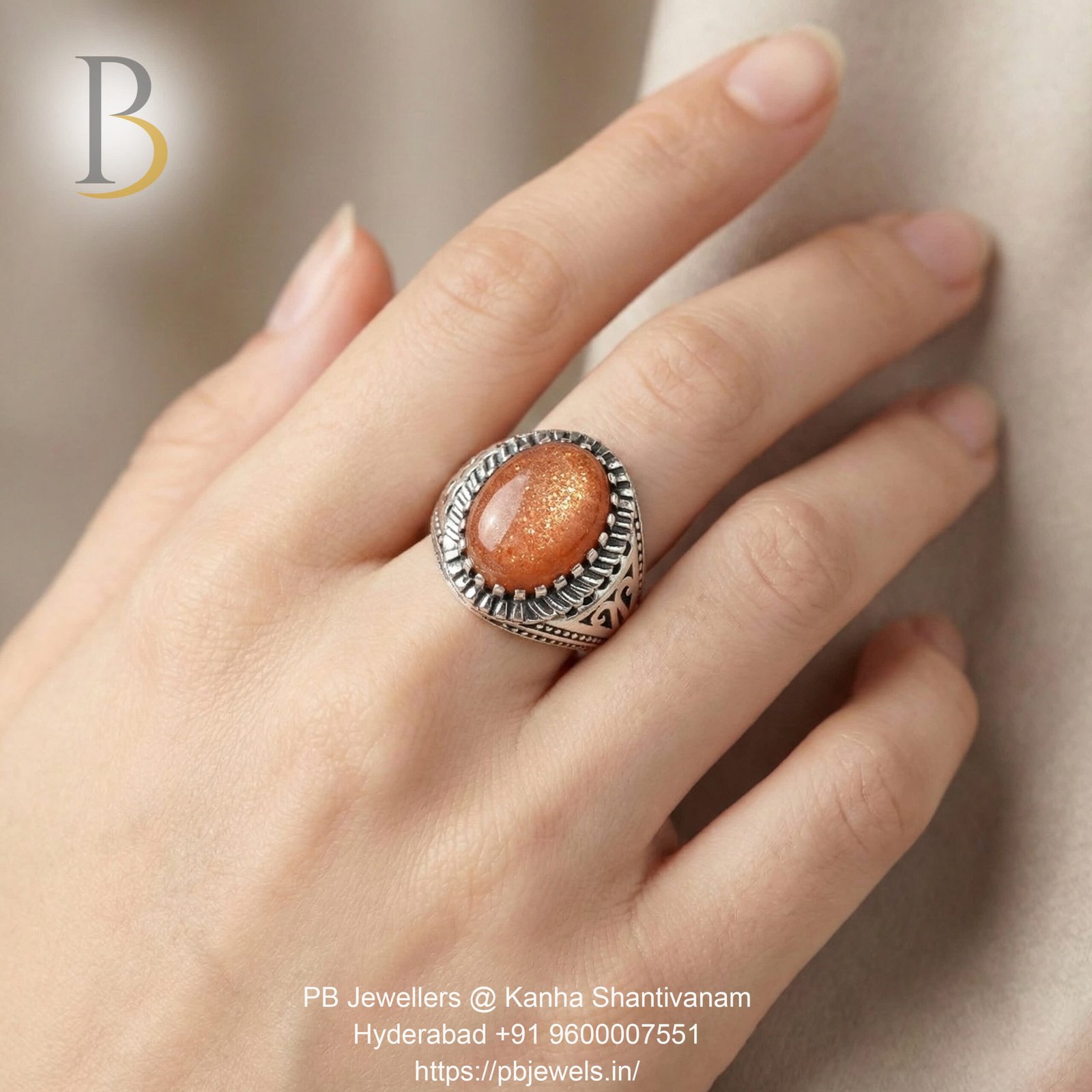 92.5 Silver Sunstone Statement Ring ✨