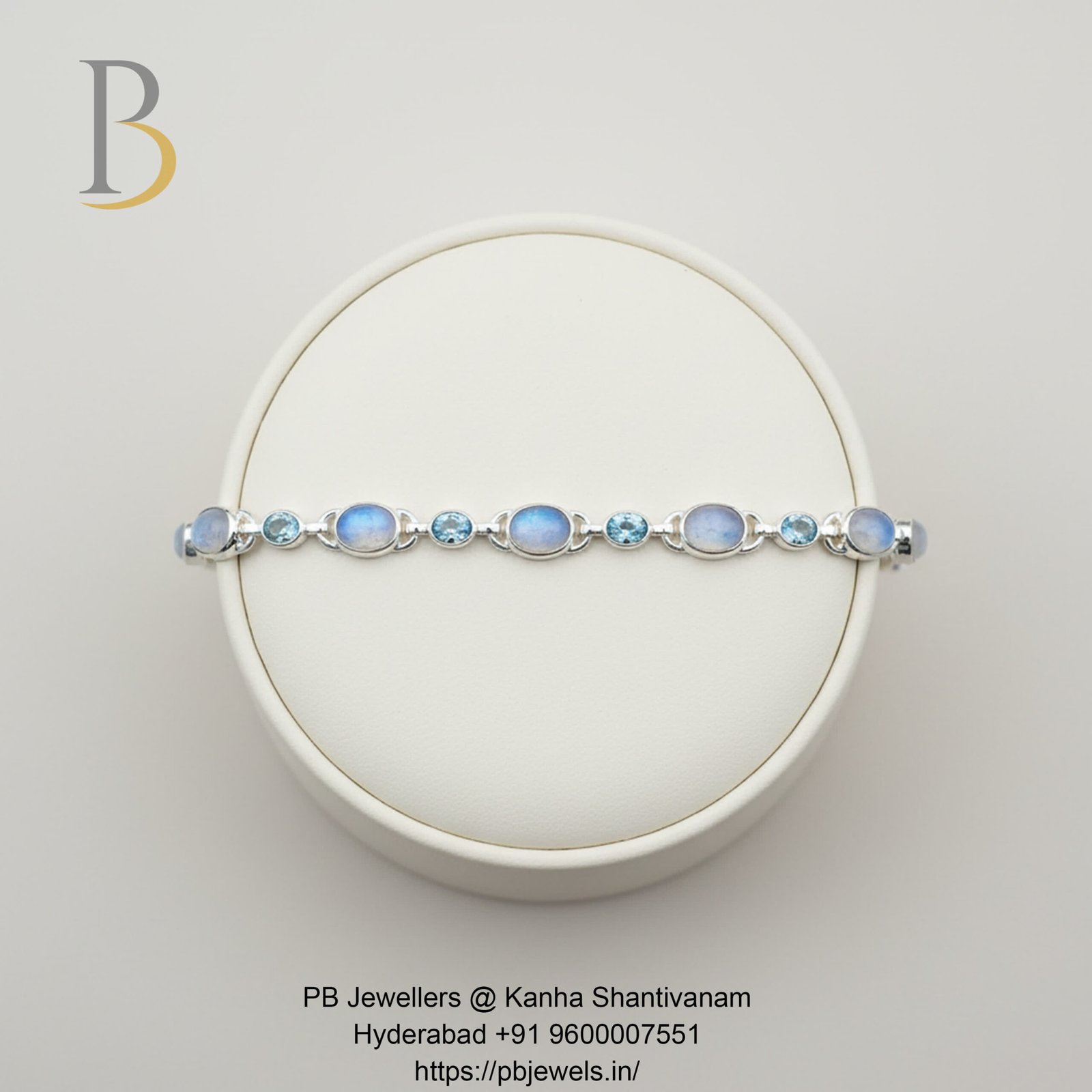 92.5 Silver Moonstone & Blue Topaz Bracelet β¨