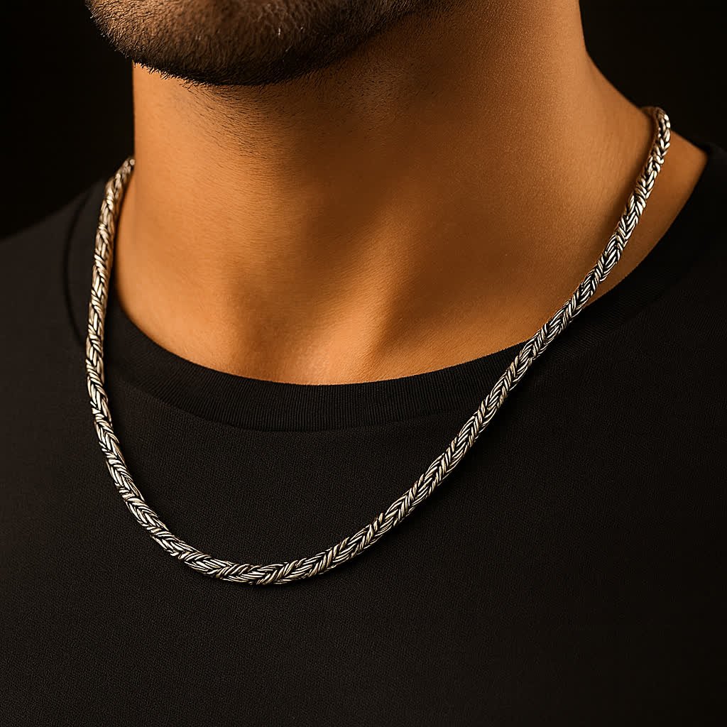 92.5 Sterling Silver Oxidized Woven Chain