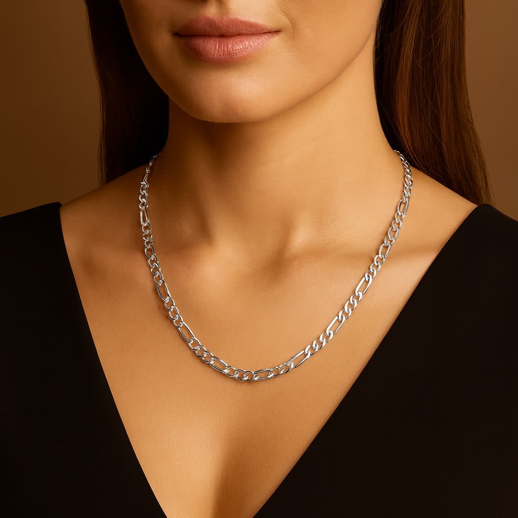 92.5 Silver Classic Figaro Chain Necklace ✨