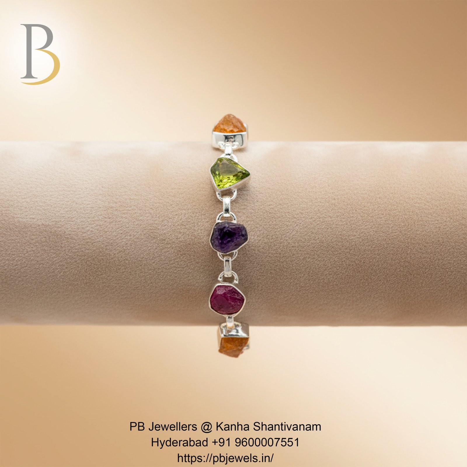 92.5 Silver Raw Multistone Bracelet ✨