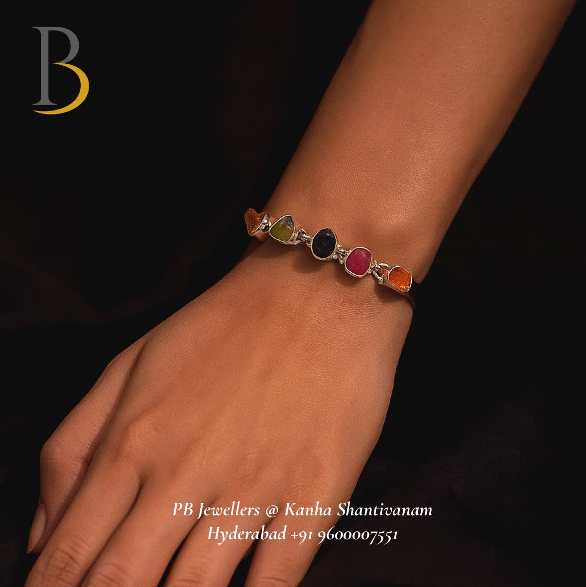 92.5 Silver Raw Multistone Bracelet ✨