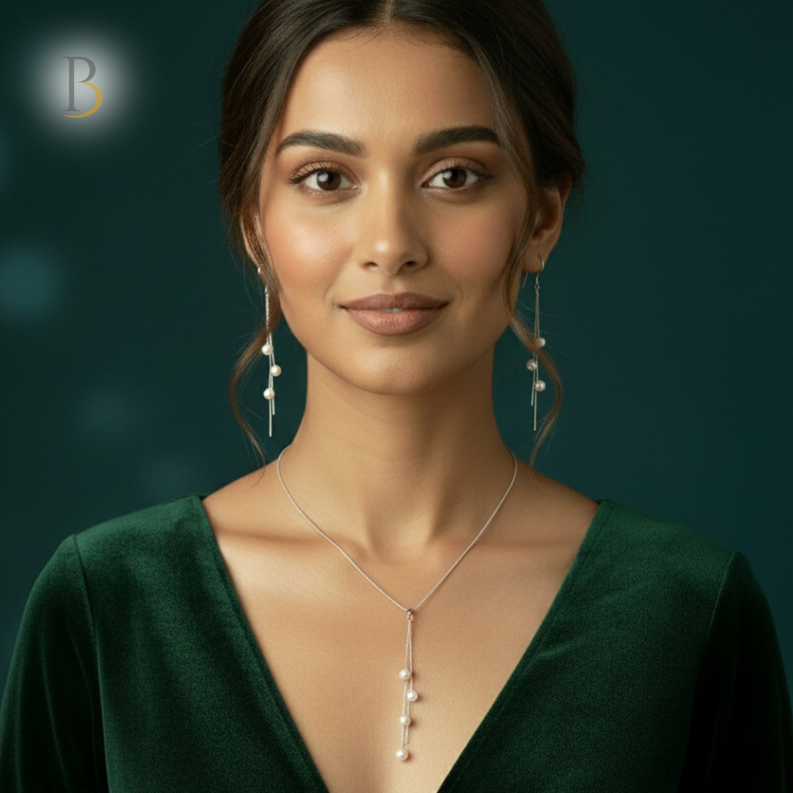 92.5 Sterling Silver Pearl Cascade Drop Jewelry Set ✨